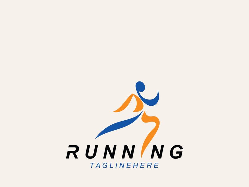 Running sport athlete logo design concept illustration template