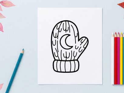 Luva de Halloween desenhada à mão com design de rosto de fantasma assustador. Luva de tricô aconchegante com ilustração de personagem de desenho animado de fantasma divertido para a estação festiva de outono.