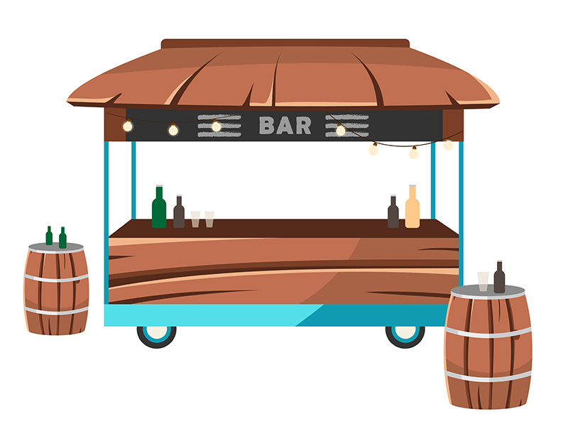 Bar food truck flat vector illustration