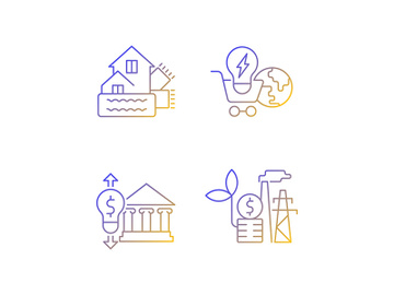 Renewable electrical energy gradient linear vector icons set preview picture