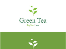 Tea cup logo vector design.Green tea vector logo template.