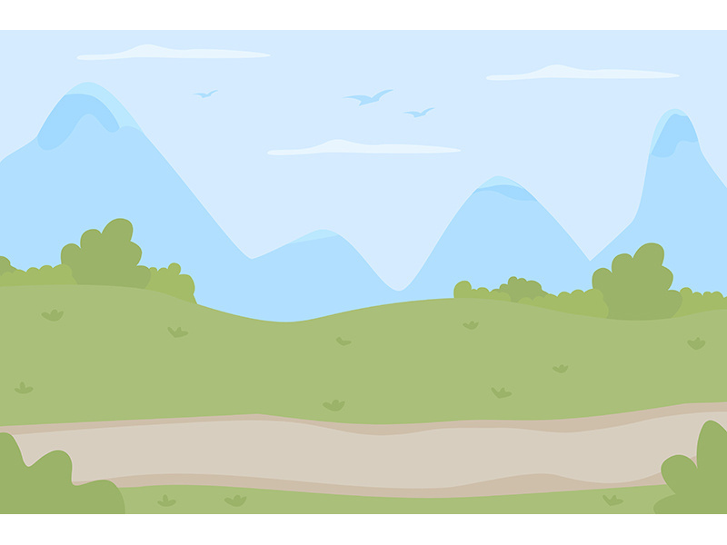 Scenic trail for trekking flat color vector illustration