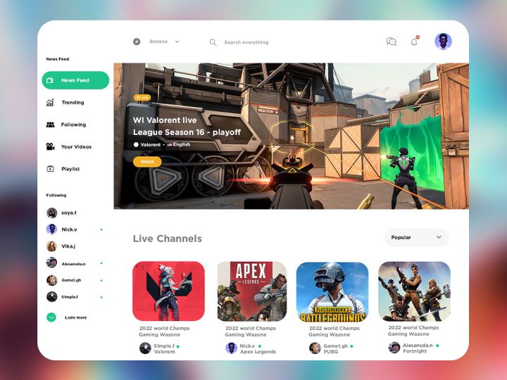 game streaming dashboard