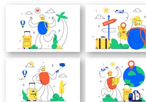 10 Solo Travel Vector Illustration