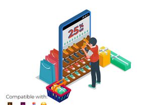 Isometric special discount illustration template