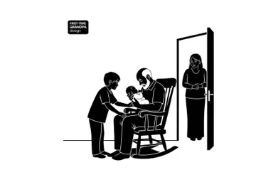 Family silhouette scene with child reading to elderly man preview picture