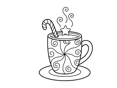 Caneca de café artesanal com vapor e colher de bombom em pires festivo
