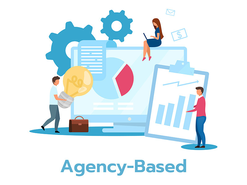Agency based business model flat vector illustration