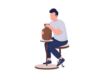 Man making pottery semi flat color vector character preview picture