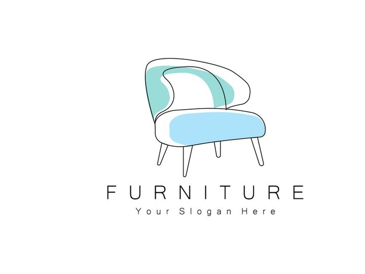 Furniture Logo Design, Home Furniture Illustration Table Icons, Chairs, Cupboards, Lamps