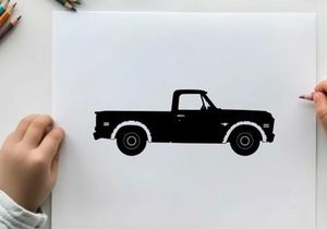 Silhouette of a classic pickup truck with a single cab