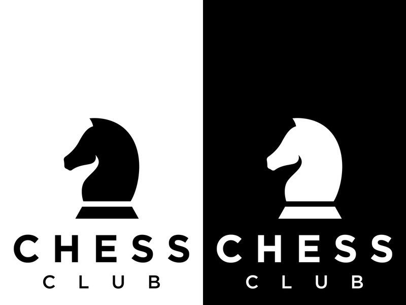 Chess strategy game logo with horse, king, pawn and rook. Logos for tournaments, chess teams and games.