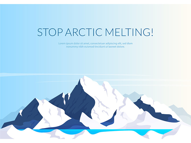 Stop arctic melting banner flat vector template