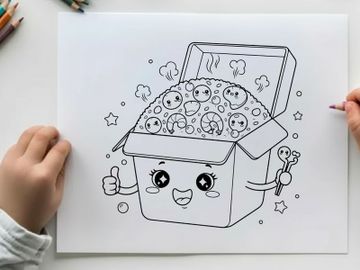 Cute trash can with happy bacteria vector illustration preview picture