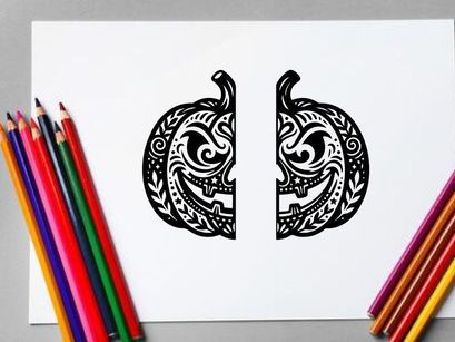 Ukiran Labu Halloween yang Rumit dengan Desain Tribal