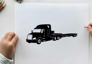 Silhouette of a semi truck with trailer