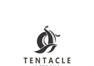 Octopus tentacle logo image design ocean animal vintage illustration