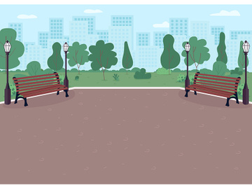 Park plaza flat color vector illustration preview picture