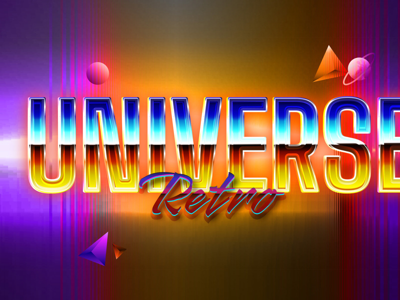 Universe retro editable text effect style with theme vibrant neon light concept for trendy flyer, poster and banner template promotion