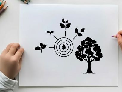 Silhouette of tree growth stages from seed to maturity