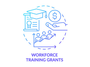 Workforce training grants blue gradient concept icon preview picture