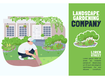 Landscape gardening company banner flat vector template preview picture