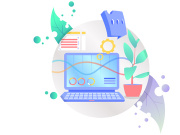 illustration vector icons report and analyses financial data