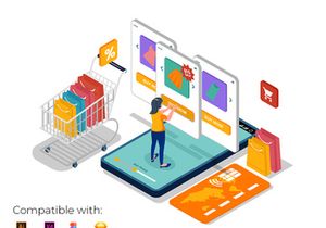 Online shop landing page illustration template.