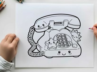 Retro pizza phone call vector illustration flat design