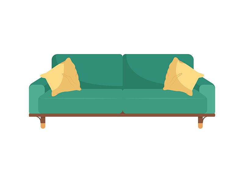 Green couch flat color vector object