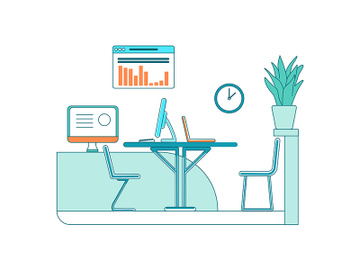 Marketing department desks flat color vector scene preview picture