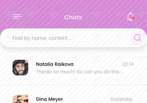 Chat list and Chat actions screens concept for Social app