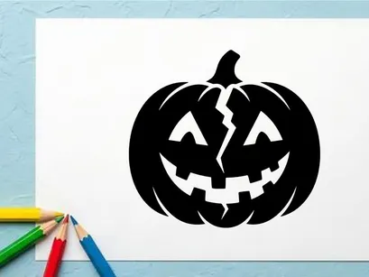 Halloween Jack-o'-Lantern with Carved Face for Fall Decor
