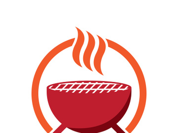 BBQ grill simple and symbol icon with smoke or steam logo vector illustration preview picture