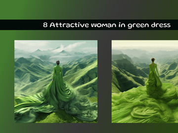 Attractive woman in green dress preview picture