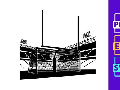 American football stadium with goalposts and seating