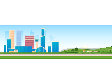 Urban and rural areas flat color vector illustration preview picture