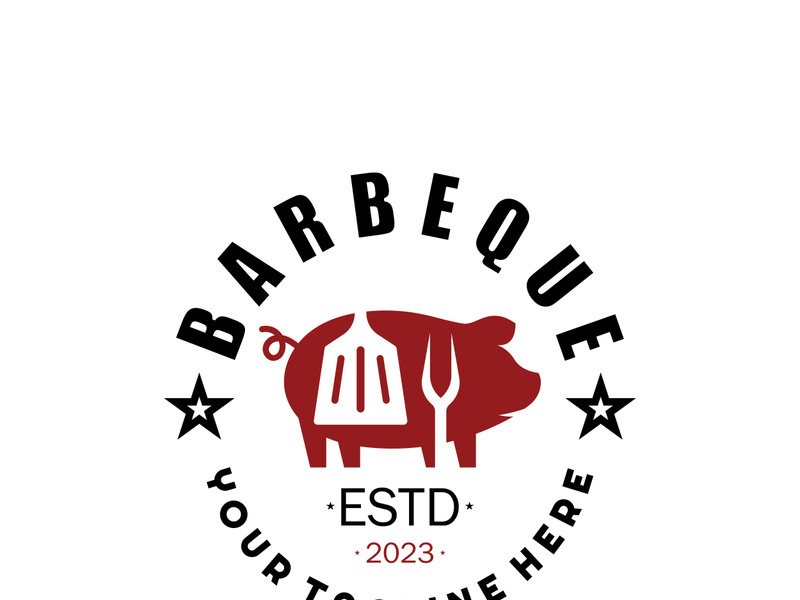 Simple Barbecue Vintage hot grill, with crossed flames and spatula. Logo for restaurant, badge, cafe and bar.vector