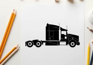 Silhouette of a semi truck with trailer