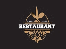 Retro Vintage Style Ornament Design, Logo Retro Restaurant Typography Emblem
