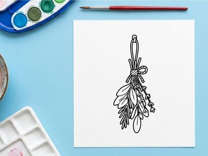 Hand-drawn Halloween olive branch with ghost and leaves. Spooky autumn botanical illustration for festive seasonal decor.