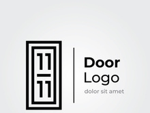 Simple open door abstract logo design, interior with geometric shapes or monogram.For building construction, business.property and company.