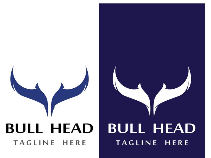 Bull head horns logo design.