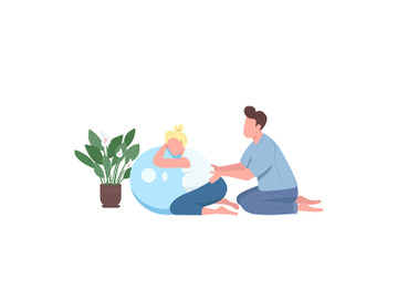 Pregnant woman fitness flat color vector faceless character preview picture