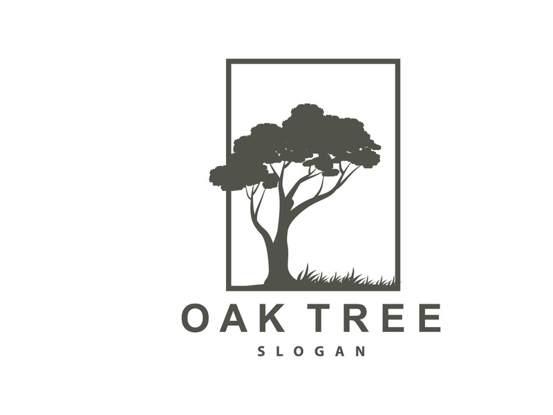 Oak Tree Logo, Nature Tree Plant Vector, Minimalist Simple Design