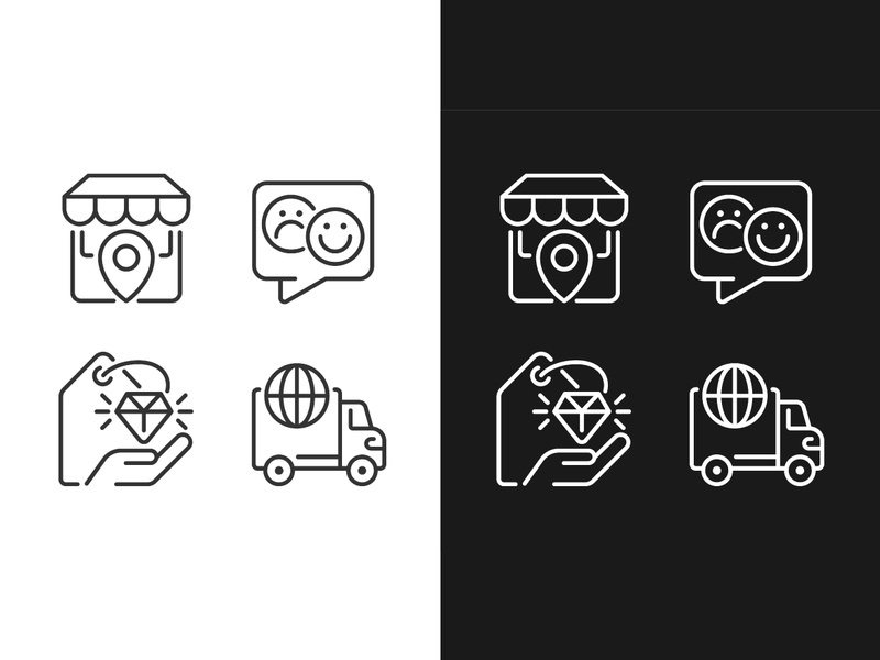 Shopping pixel perfect linear icons set