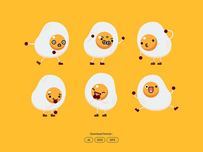 Cute Egg Character Set Expression Logo Mascot Icon