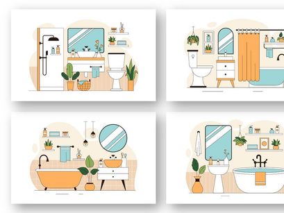 10 Modern Bathroom Interior Illustration