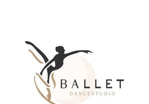 Ballet Dance studio logo design. Silhouette of a girl Dancing class abstract figure illustration