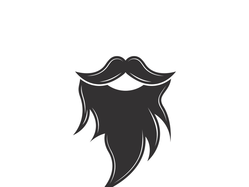 Beard icon logo and mustache vector illustration design symbol